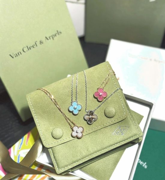Van Cleef & Arpels VCA Laser Colorblock Clover Pendant Necklace