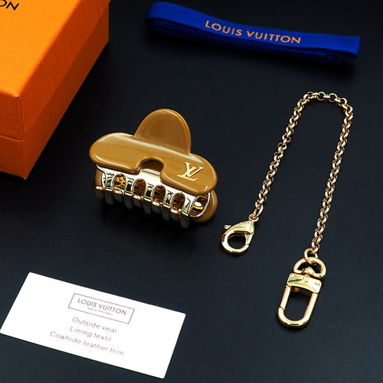 Louis Vuitton LV Acrylic Metal Hair Claw with Chain