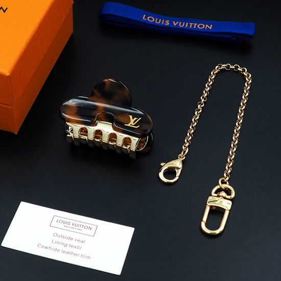 Louis Vuitton LV Acrylic Metal Hair Claw with Chain