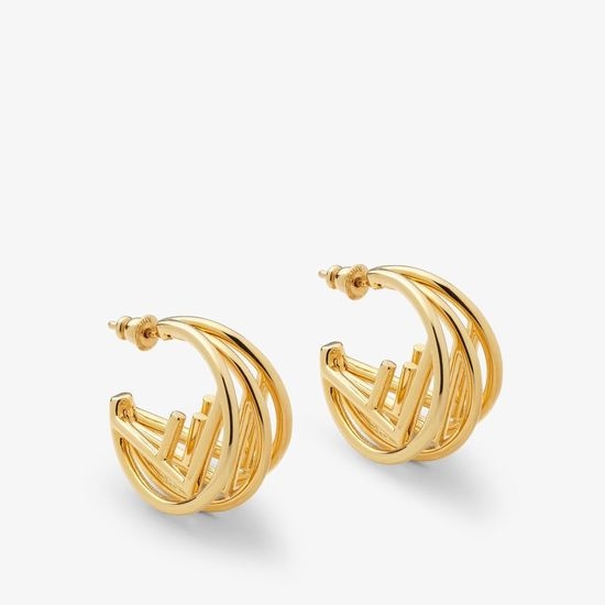 Fendi Golden Hoop Earrings Classic Stylish