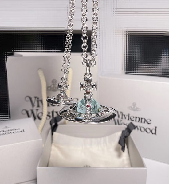 Vivienne Westhood Crown Planet Pendant Sweater Chain