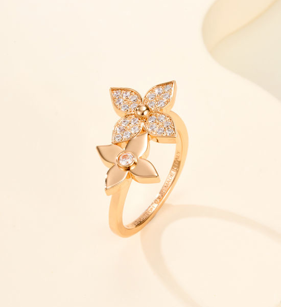 Louis Vuitton LV Floral Pattern Inlaid Diamond Delicate Ring
