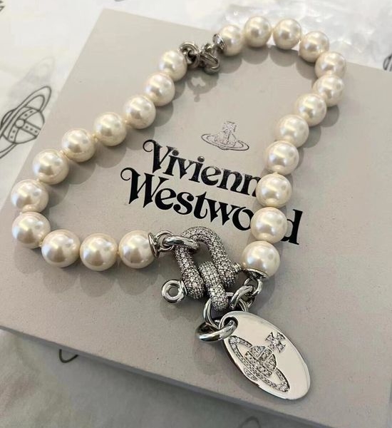 Vivienne Westhood Elegant Pearl Necklace With Planet Pendant