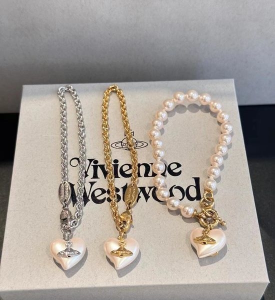 Vivienne Westhood Saturn Pearl Necklace and Bracelet Set