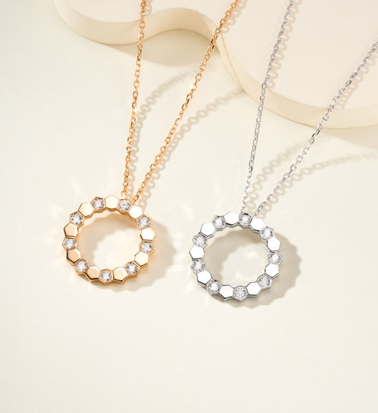 Chaumet Honeycomb Pattern Pendant Necklace Geometric Style