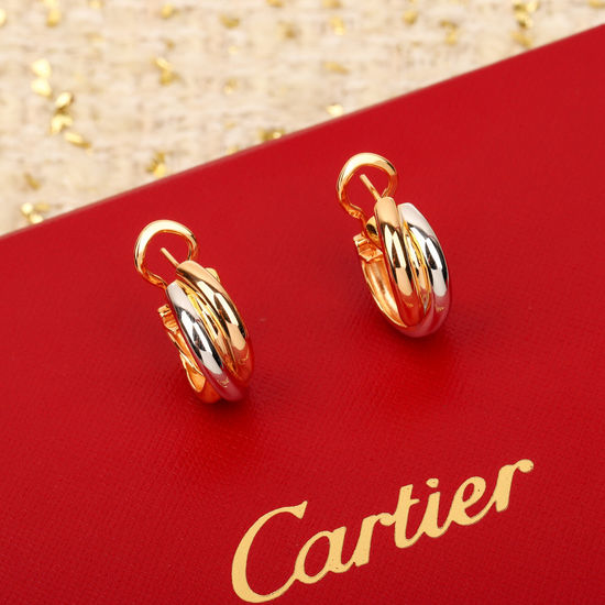 Cartier Three Color Interlocking Hoop Earrings