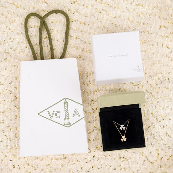 Van Cleef & Arpels VCA Diamond Clover Pendant Necklace