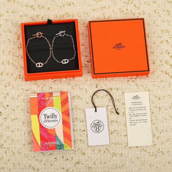 Hermes Diamond Studded Pig Nose Bracelet