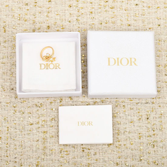Christian Dior CD Pearl Star Clover Heart Ring Elegant Accessory