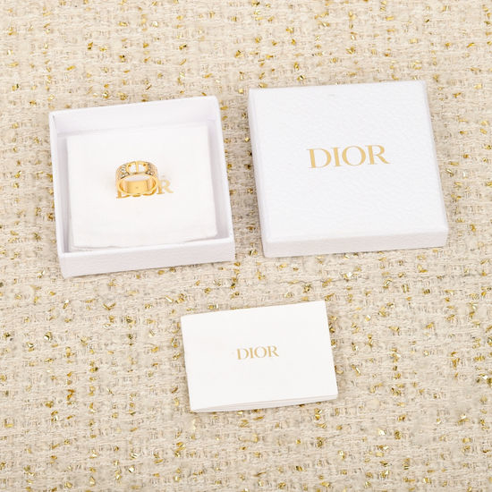 Christian Dior CD Rhinestone Decorated Ring