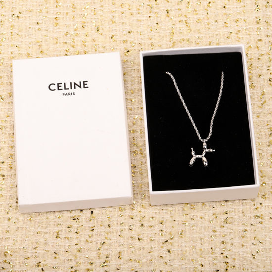 CELINE Cute Dog Pendant Necklace Delicate Accessory