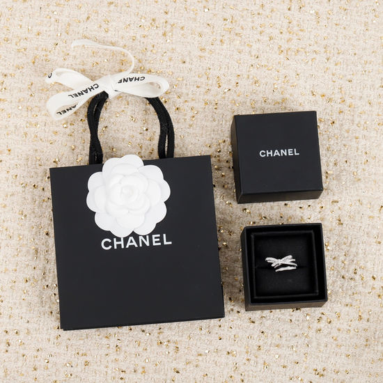 Chanel Bowknot Cross Design Silver Ring