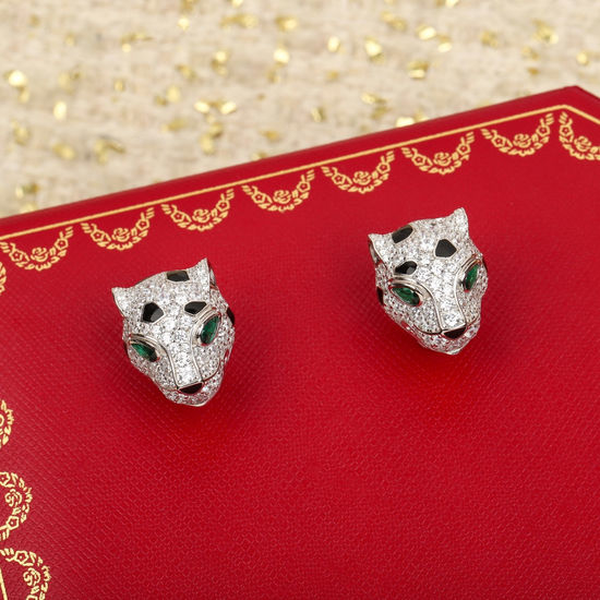 Cartier Emerald Cheetah Design Drop Earrings