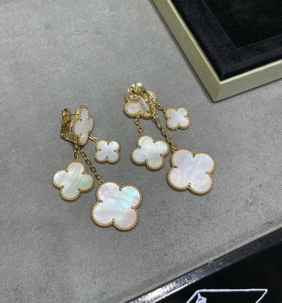 Van Cleef & Arpels VCA Mother of Pearl Four Flower Earrings