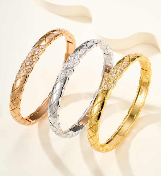 Chanel Diamond Inlaid Quilted Pattern Ring