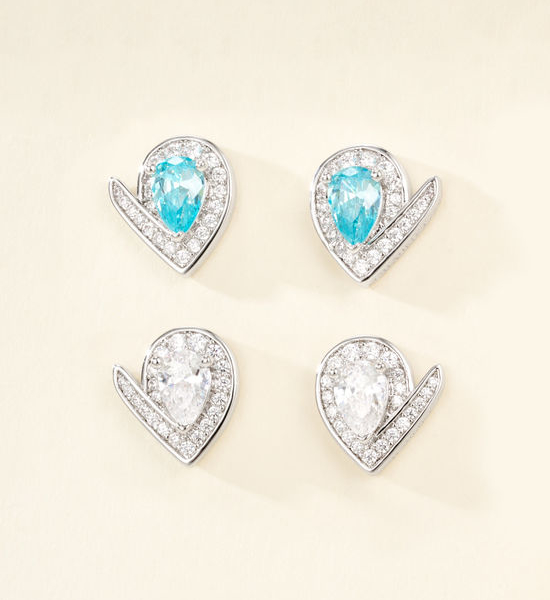 Bottega Veneta BV Aquamarine Crown Shape Stud Earrings Elegant