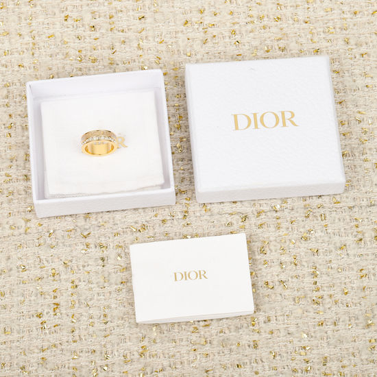 Christian Dior CD Layered Letter Rhinestone Ring