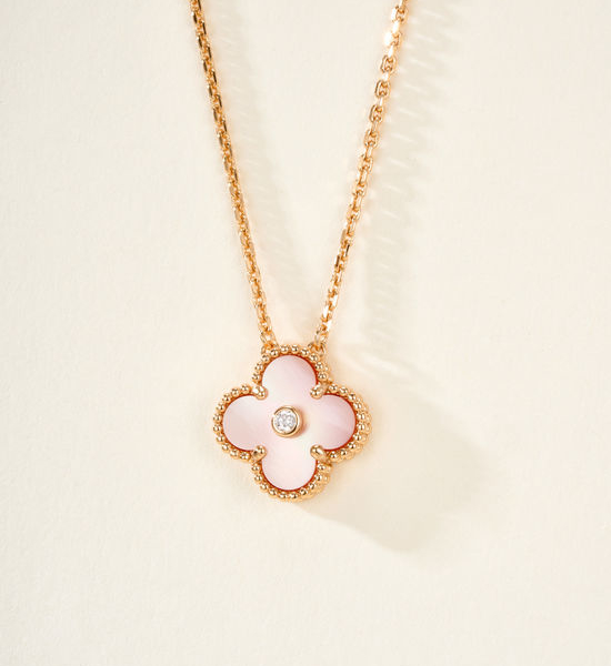 Van Cleef & Arpels VCA Diamond Inlaid Clover Necklace