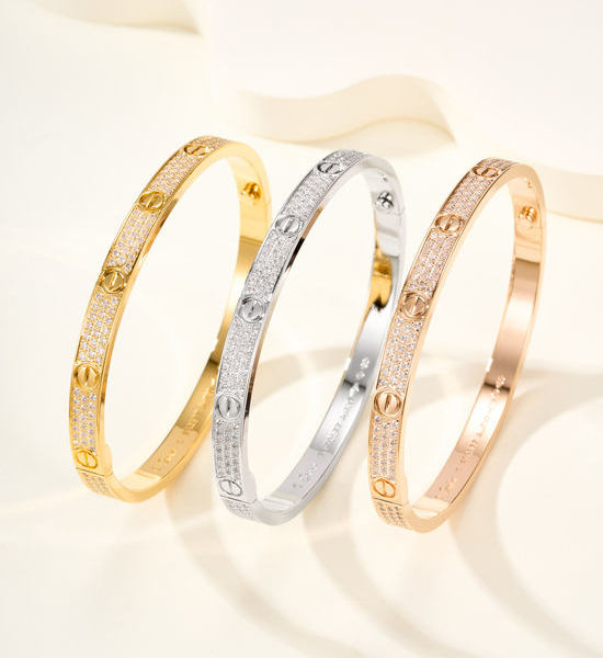 Cartier Diamond Pattern Open Bangle