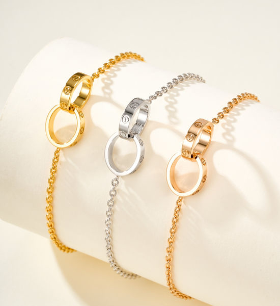 Cartier Double Ring Love Charm Bracelet