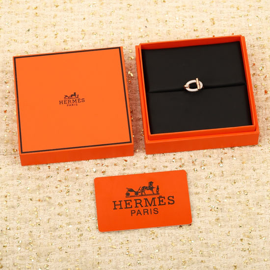 Hermes Classic Logo Adjustable Sterling Silver Ring