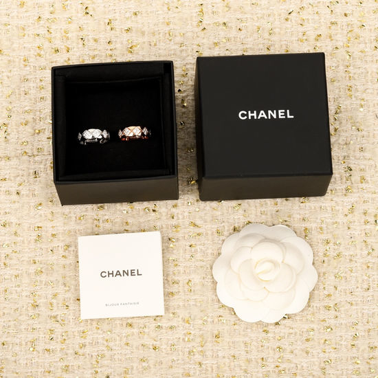 Chanel Quilted Narrow Band Sterling Silver Ring