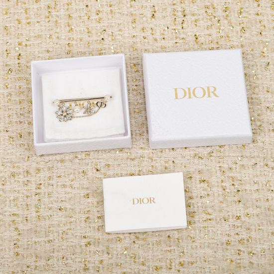 Christian Dior CD Rhinestone Sunflower Pearl Brooch