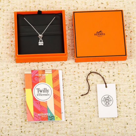Hermes Small Solid 925 Silver Pendant Necklace