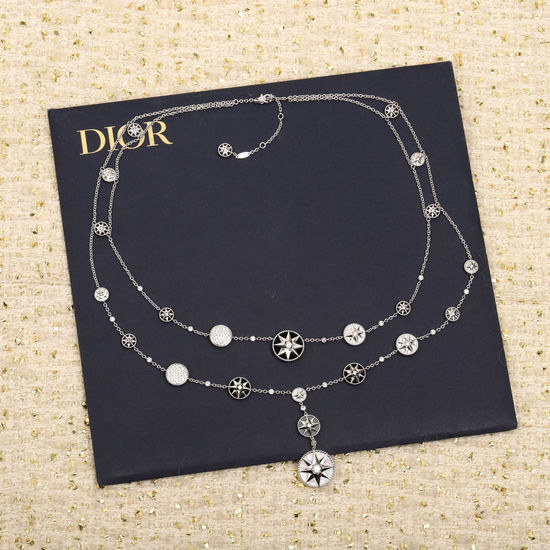 Christian Dior CD Double Layer Eight Pointed Star Necklace