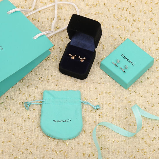 Tiffany & Co. Diamond Inlaid Stud Earrings Sterling Silver