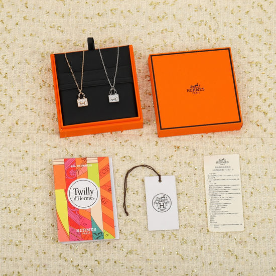 Hermes Solid Pendant Silver Necklace