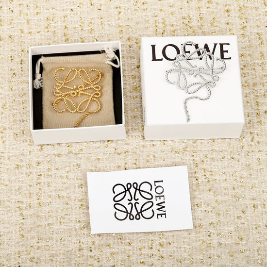 Loewe Twisted Pattern Textured Metal Brooch