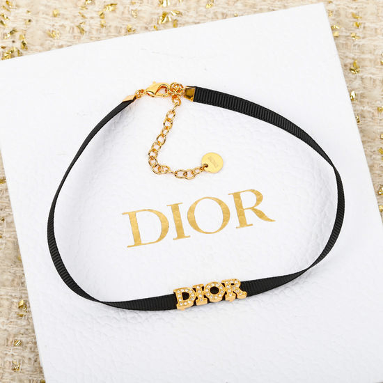 Christian Dior CD Vintage Woven Ribbon Choker Necklace