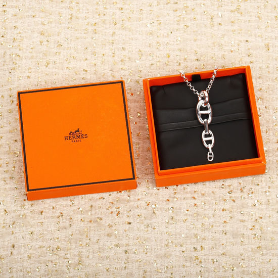 Hermes Sterling Silver Pig Nose Necklace