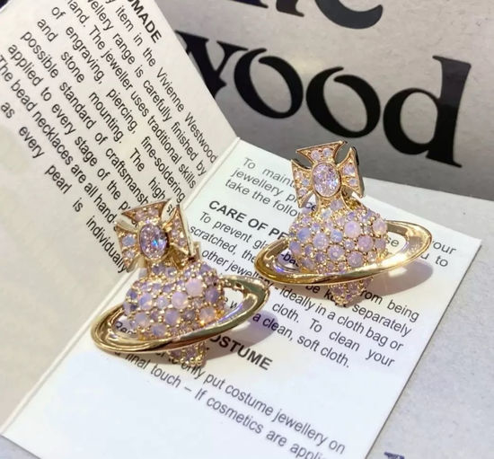 Vivienne Westhood Crown Sphere Saturn Design Stud Earrings