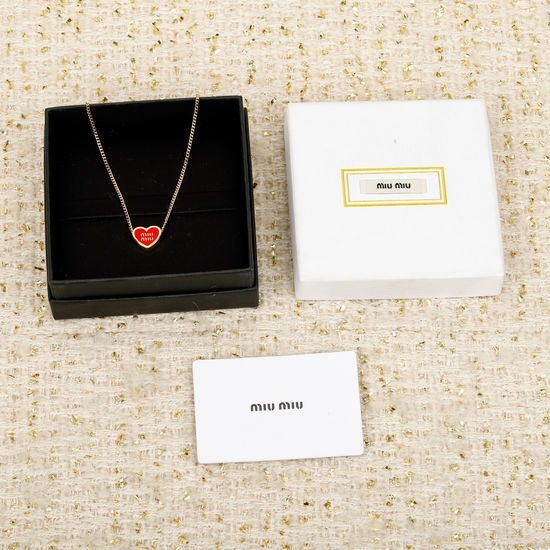 Miu Miu Engraved Heart Letter Pendant Necklace
