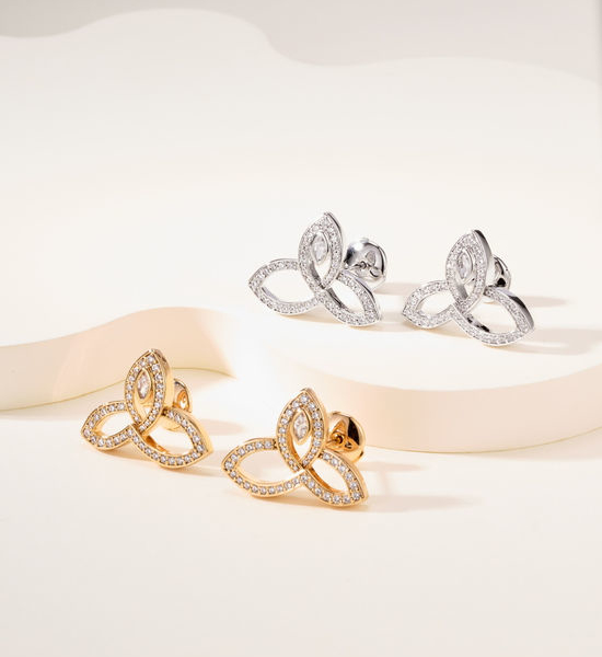 Harry Winston Three Petal Flower Stud Earrings