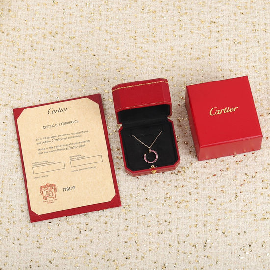 Cartier Ruby Inlaid Gold Plated Necklace