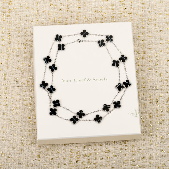 Van Cleef & Arpels VCA Natural Gemstone Clover Necklace Fine Jewelry