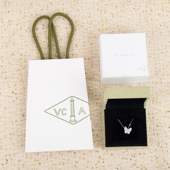 Van Cleef & Arpels VCA Full Diamond Butterfly Pendant Necklace