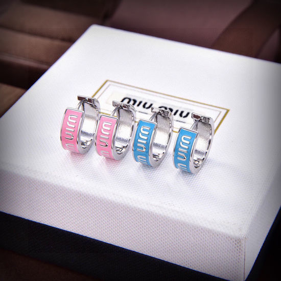Miu Miu Letter Stud Earrings Premium Brass Material