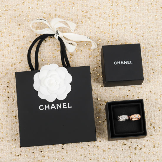 Chanel Diamond Quilted Sterling Silver Ring