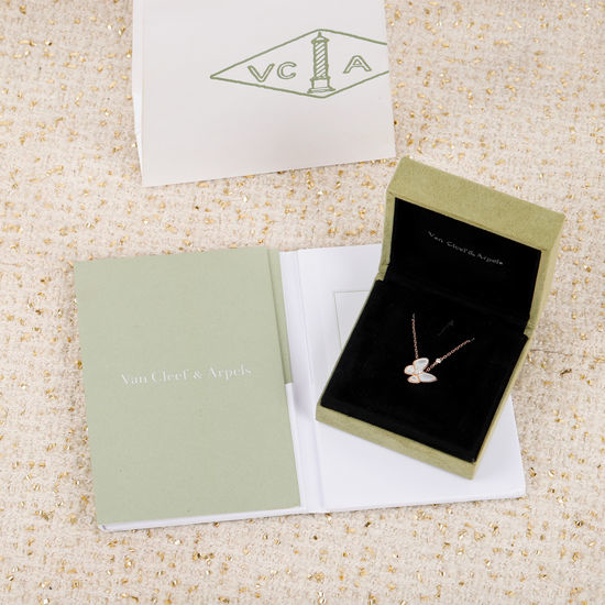 Van Cleef & Arpels VCA Butterfly Pendant Necklace Mother of Pearl