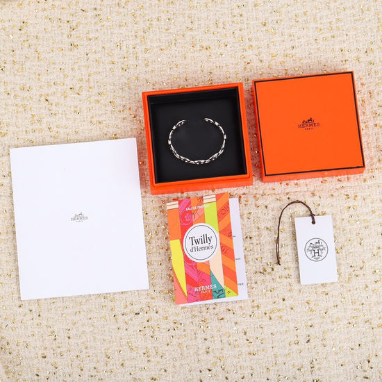 Hermes Sterling Silver Horseshoe Bangle Bracelet