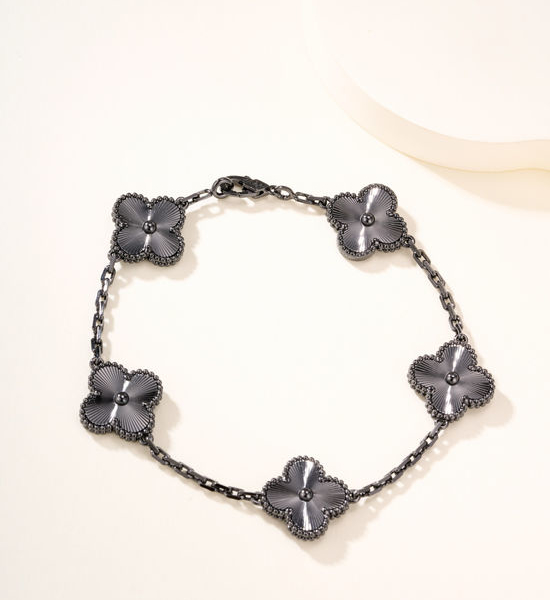Van Cleef & Arpels VCA Black Gold Laser Five Flower Bracelet