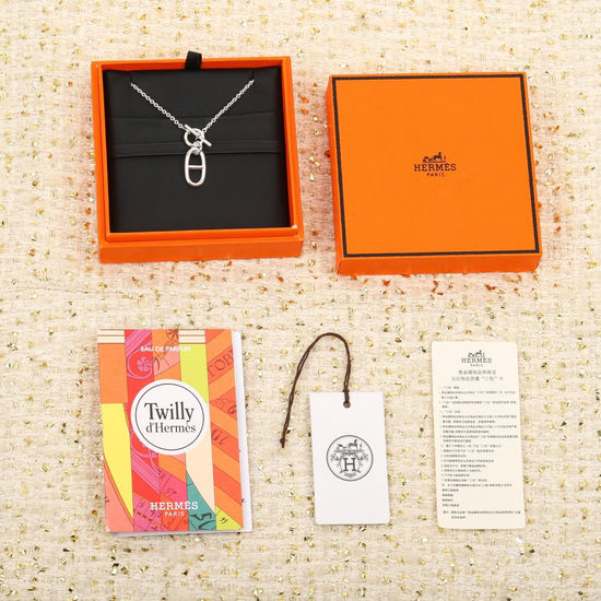 Hermes Sterling Silver Pig Nose Pendant Necklace