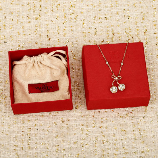 Valentino Cherry Pendant Necklace With Diamonds
