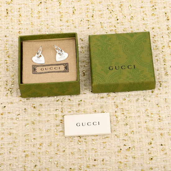 Gucci Hollow Heart Shape Pendant Hoop Earrings