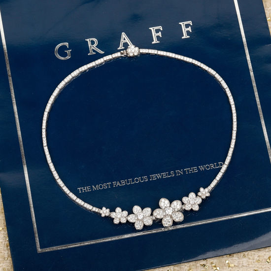 Fendi Diamond Encrusted Flower Pendant Necklace