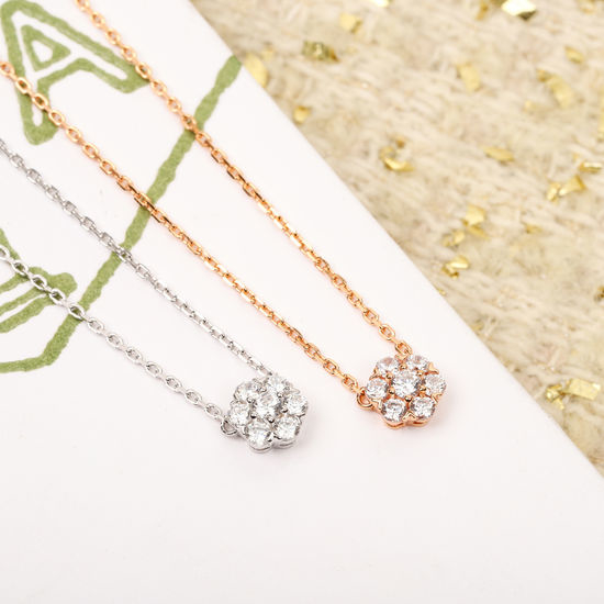 Van Cleef & Arpels VCA Floral Diamond Inlaid Pendant Necklace
